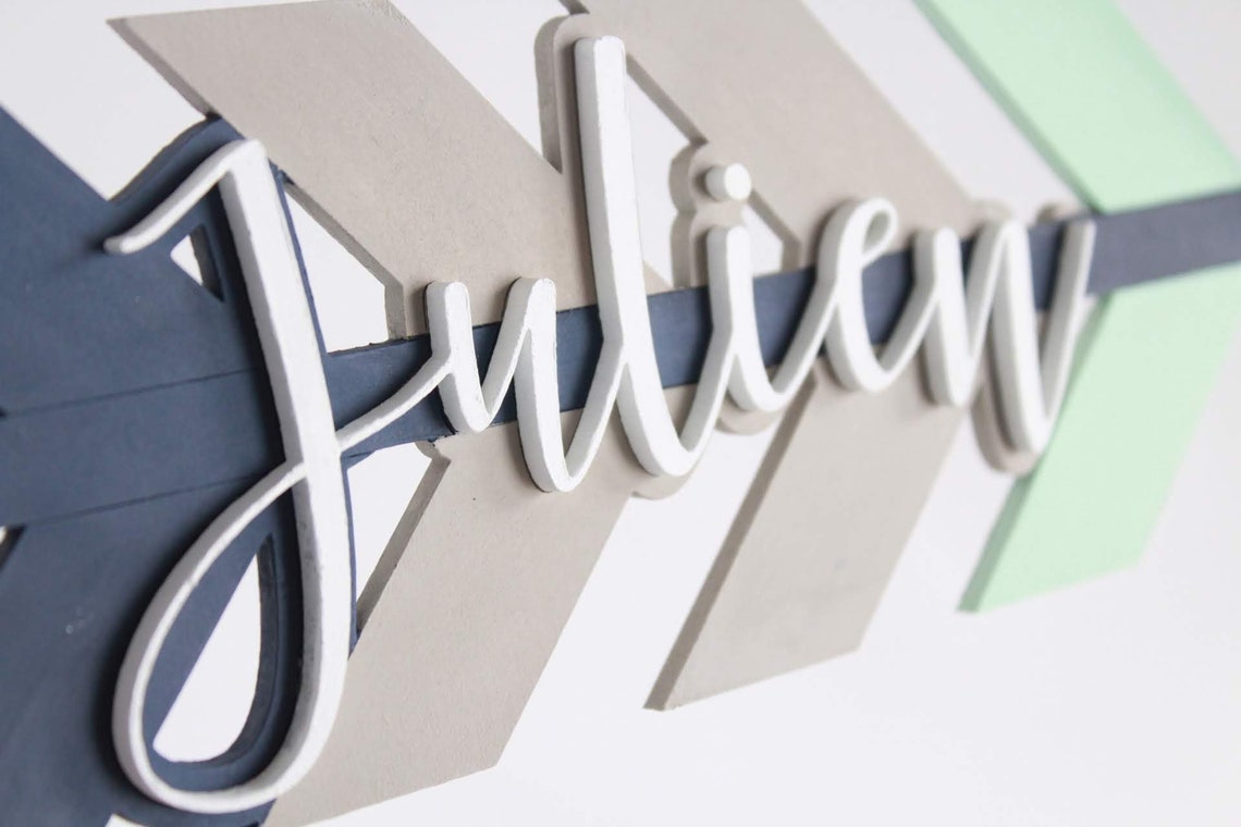 Arrow Custom Wood Name Sign, Nursery Decor, Laser Cut 3D Sign - image 4
