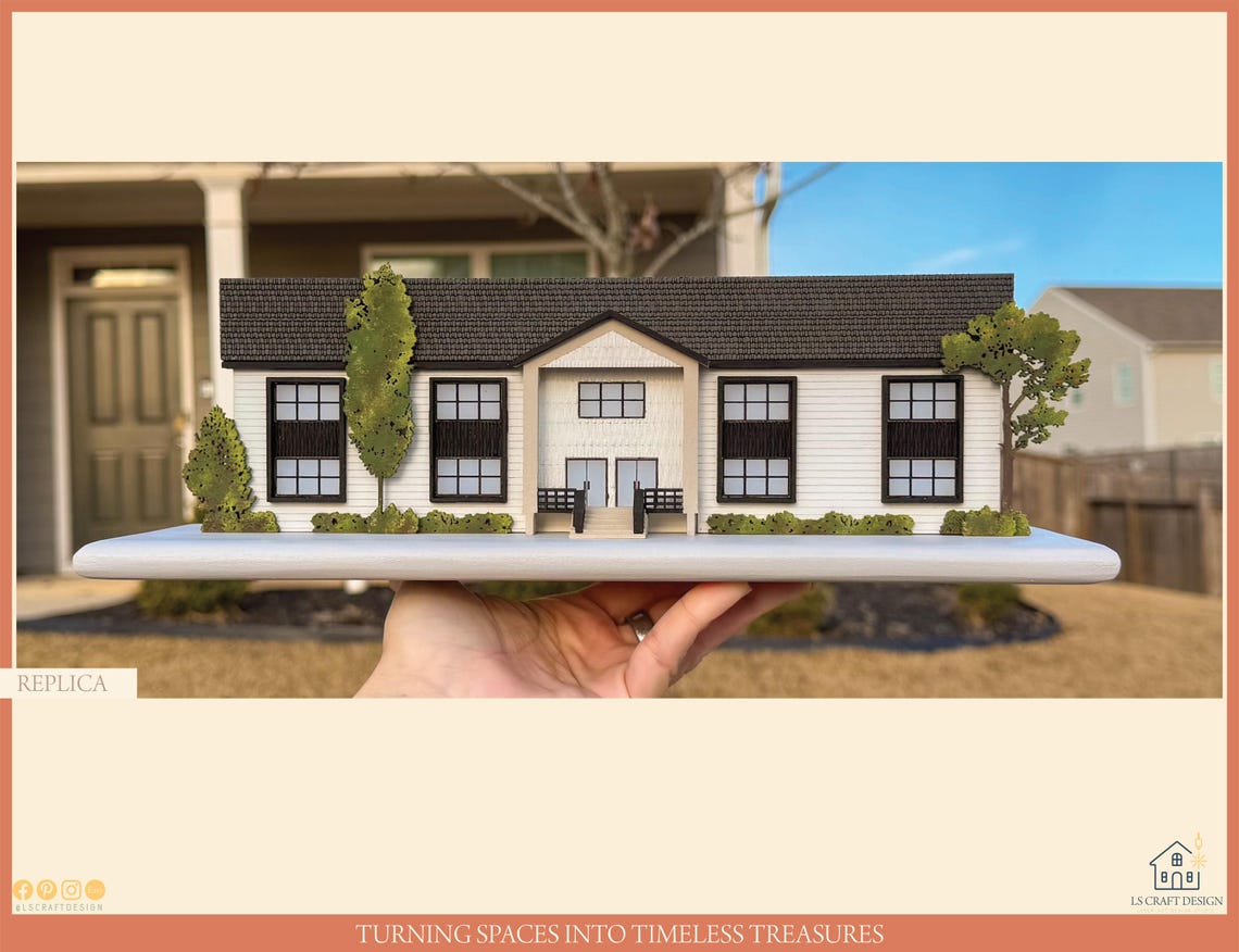 Bespoke Wooden House Sculpture, Custom Home Model, First Home Gift, Handpainted Miniature House, Personalized Miniature Home, Realtor Gift - image 7