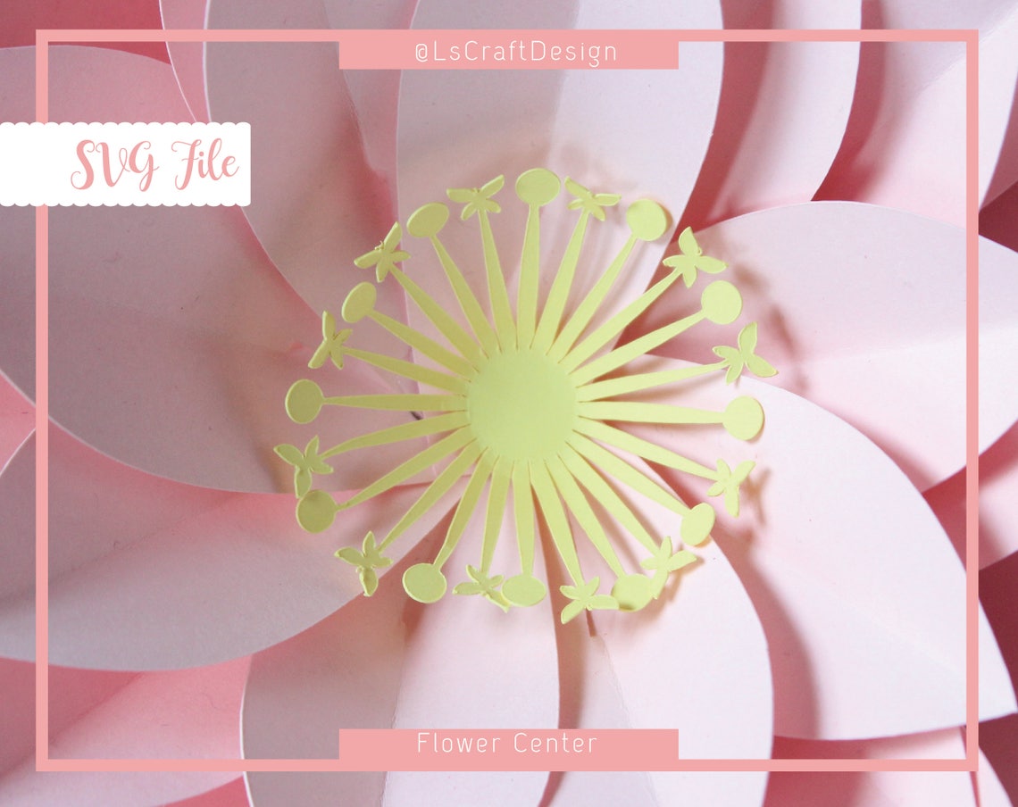 Butterfly Flower Center SVG Template, DIY Paper Flower (Digital Download) - image 3