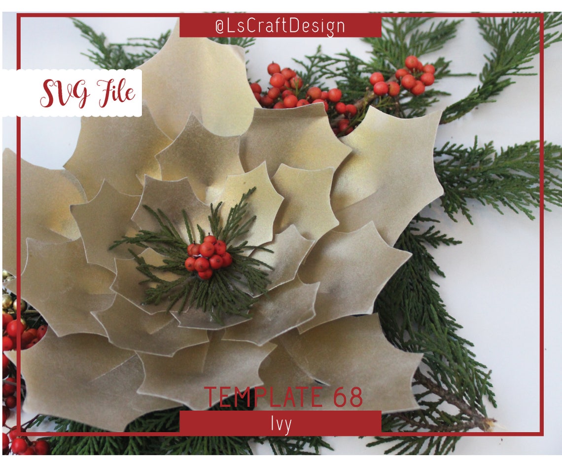 Christmas Poinsettia Paper Flower SVG Template (Digital Download) - image 4