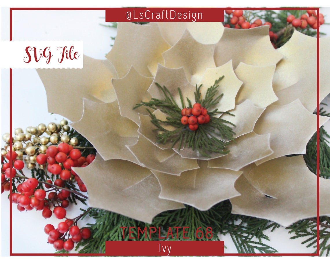Christmas Poinsettia Paper Flower SVG Template (Digital Download) - image 6