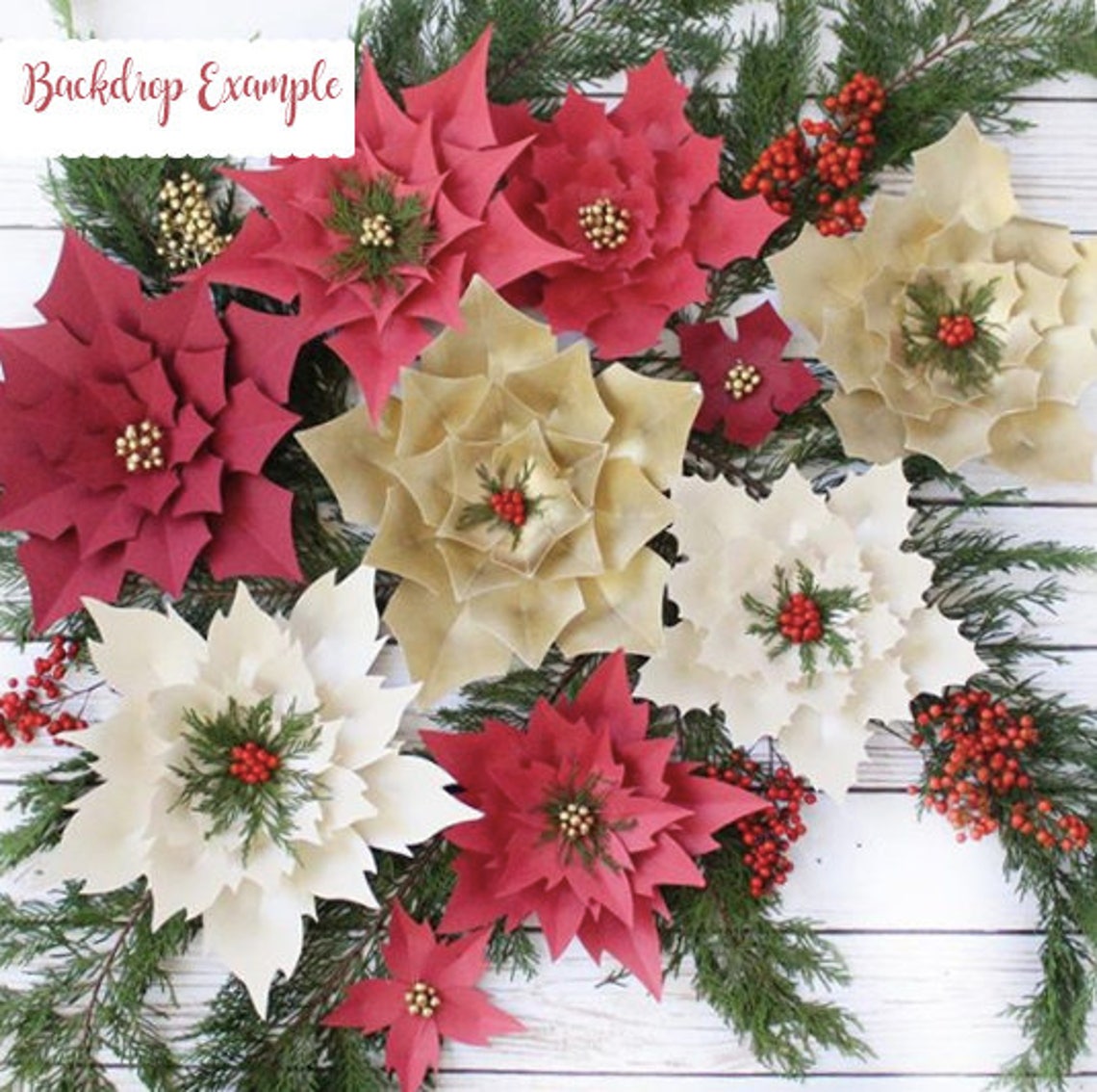 Christmas Poinsettia Paper Flower SVG Template (Digital Download) - image 7