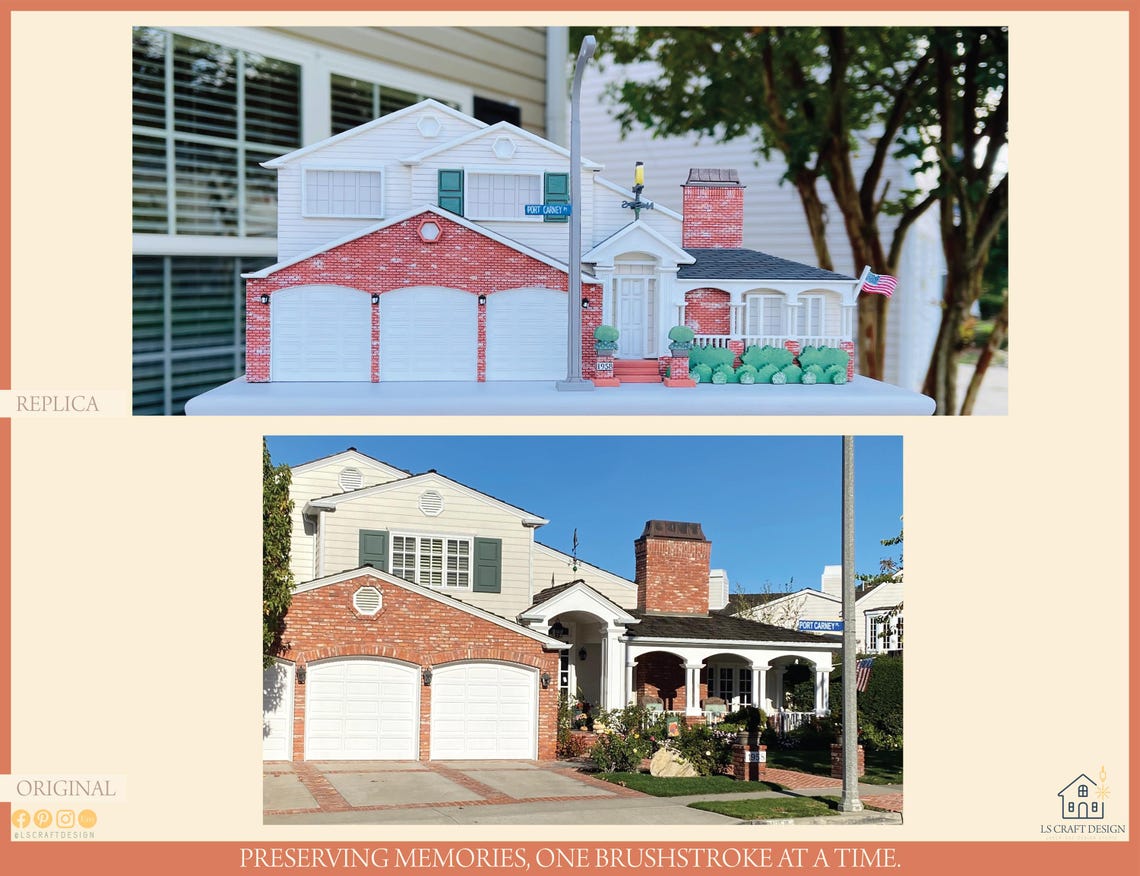 Custom First Home Portrait, 3D Wooden Miniature House Replica - image 6
