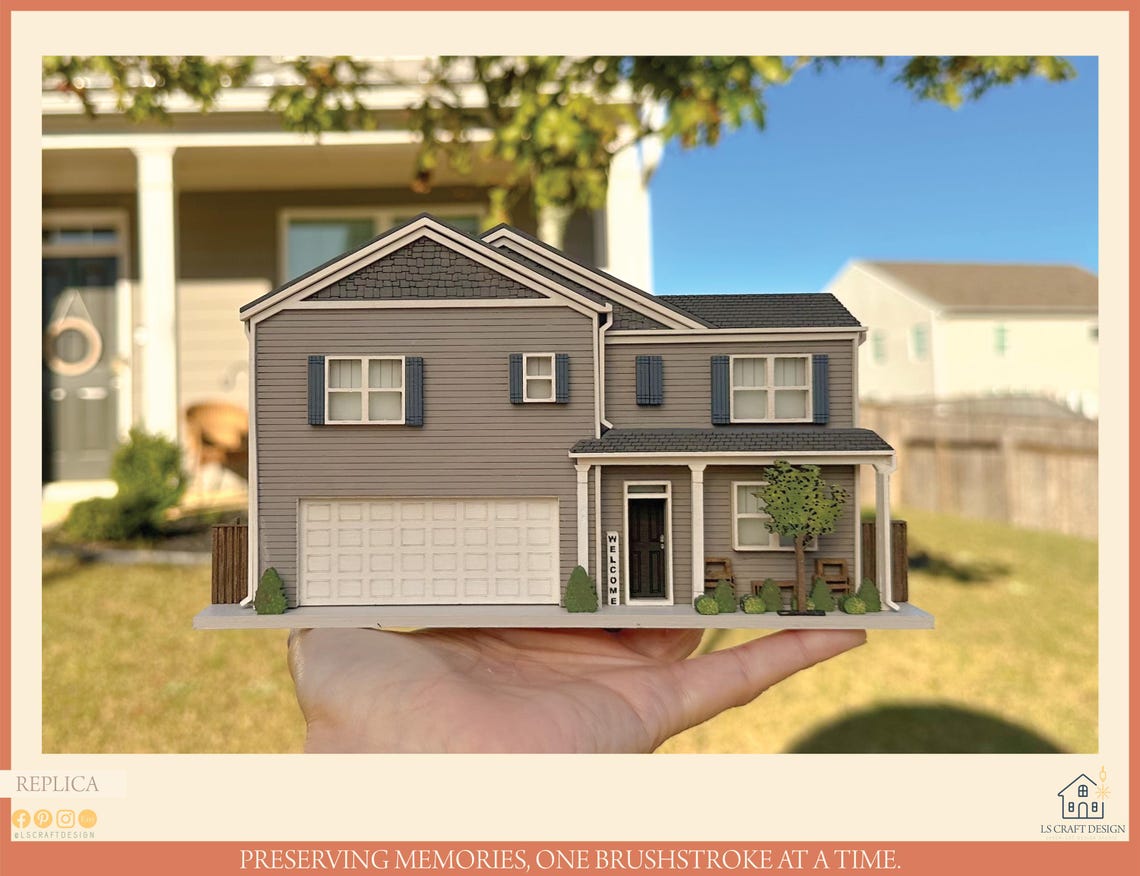 Custom Handmade Wooden House Miniature, Home Portrait Gift - image 5