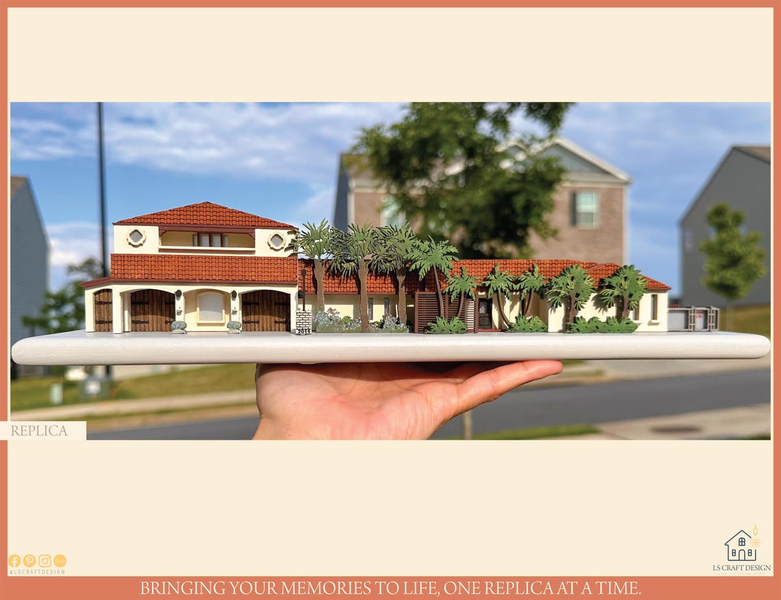 Custom Handmade Wooden House Miniature, Home Portrait Gift - image 7