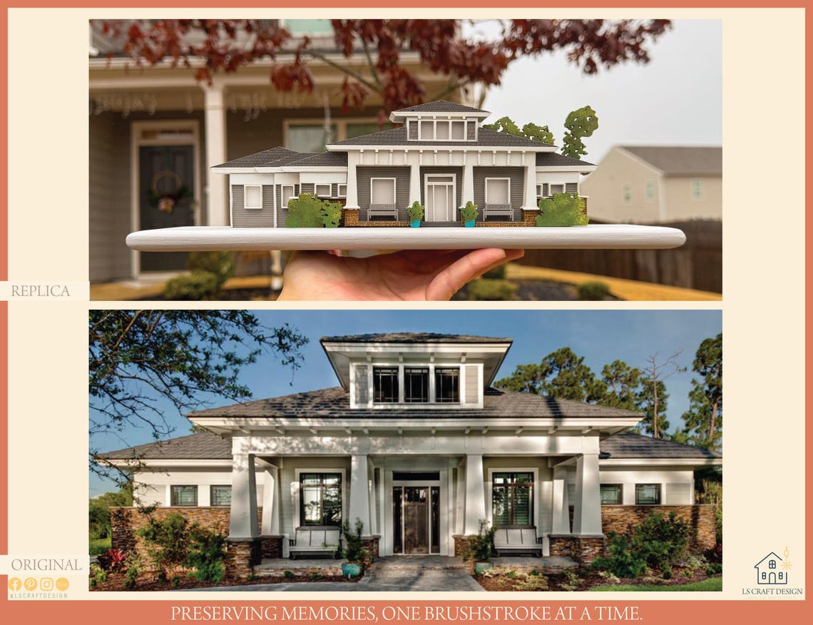 Custom Handmade Wooden House Replica, Personalized Home Portrait Art - image 4