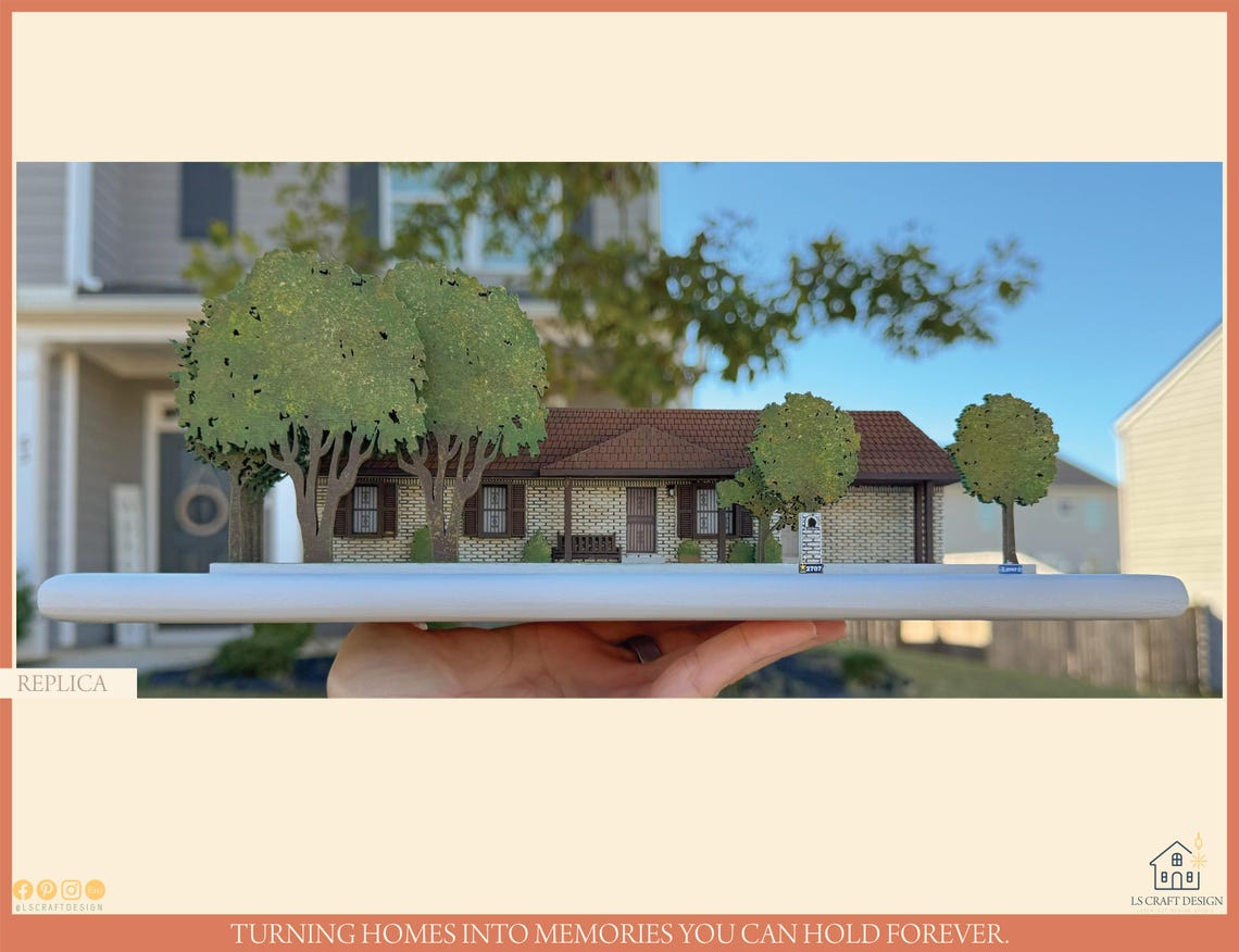 Custom Handmade Wooden House Replica, Personalized Home Portrait Art - image 7