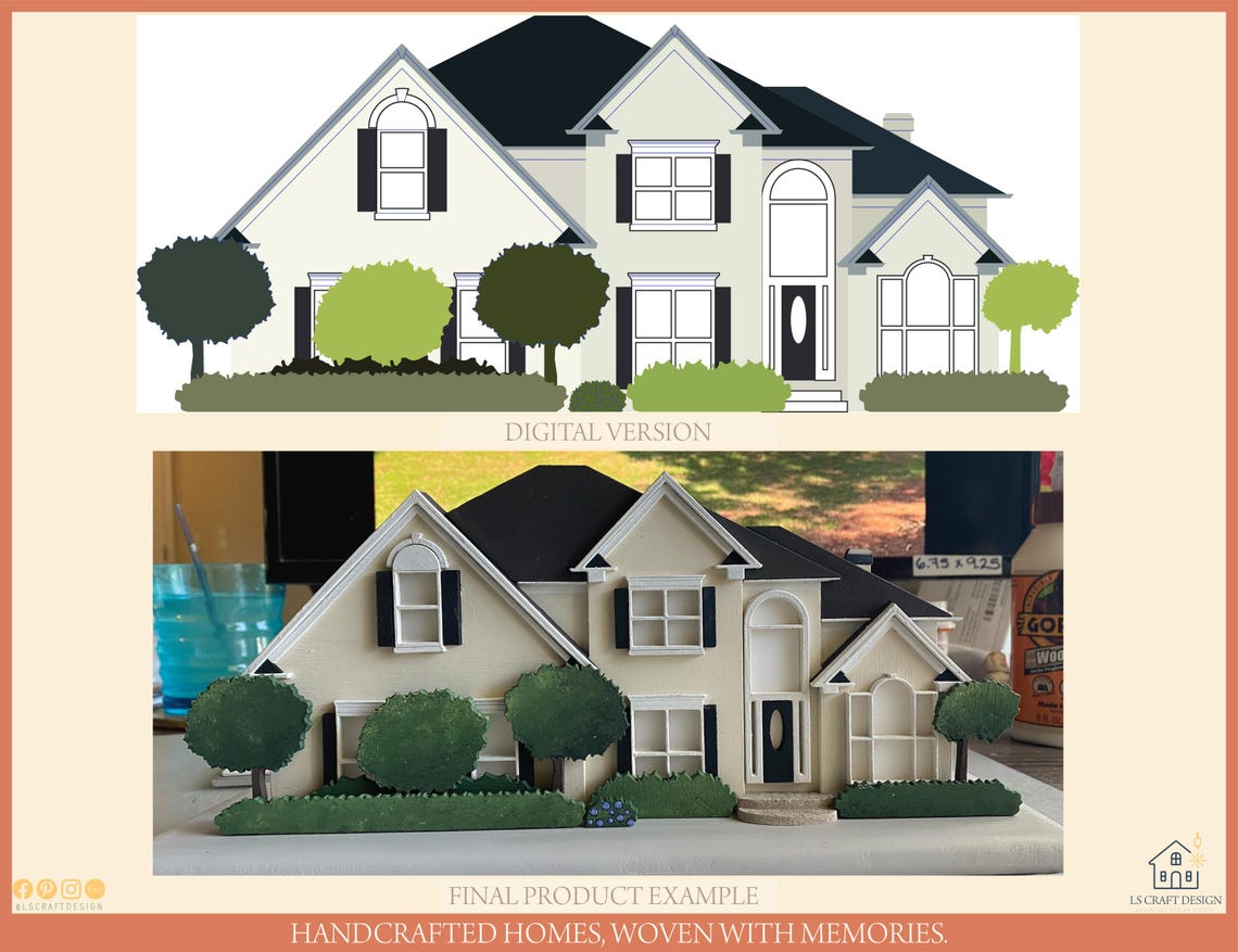 Custom House Portrait SVG File, Laser Cut, Multilayer (Digital Download) - image 3