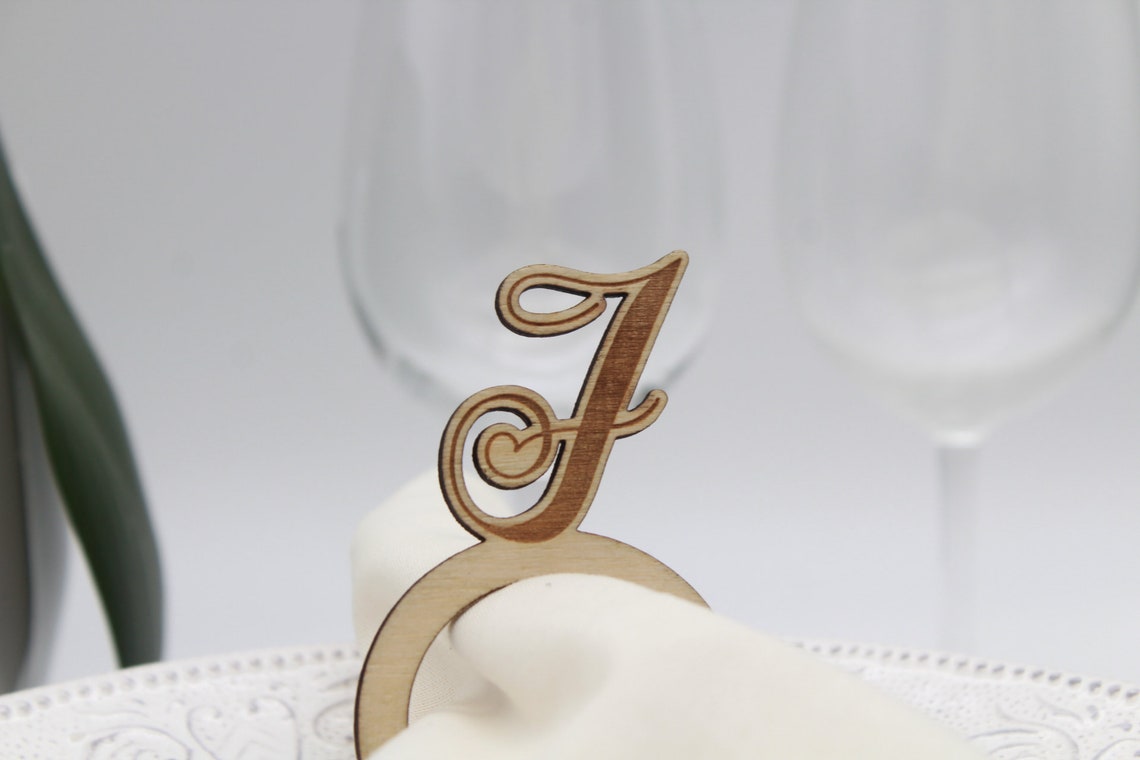 Custom Laser Cut Wood Napkin Rings, House or Initials, Set of 4-12 - image 4