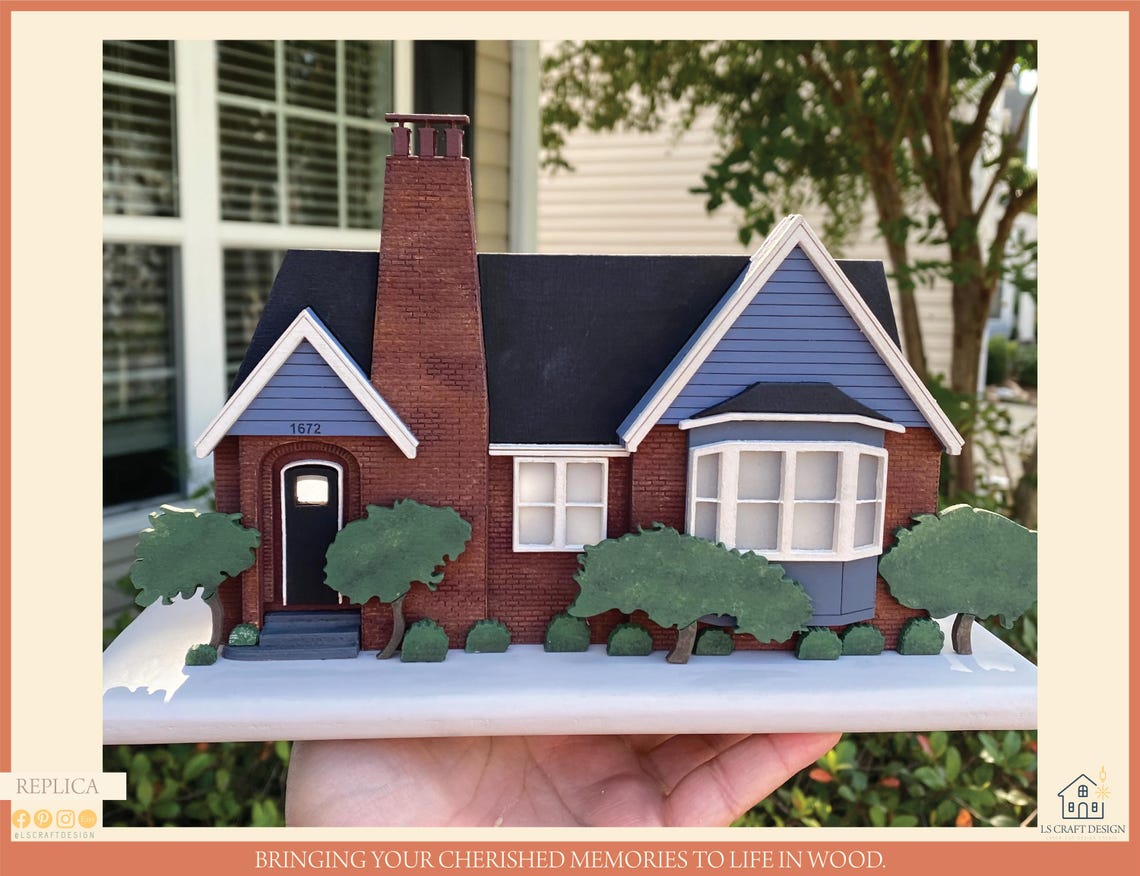 Custom Made House On Wooden Stand, Portrait House, Wooden House, House Miniature, House Replica, Wooden Details, Christmas gifts - image 5