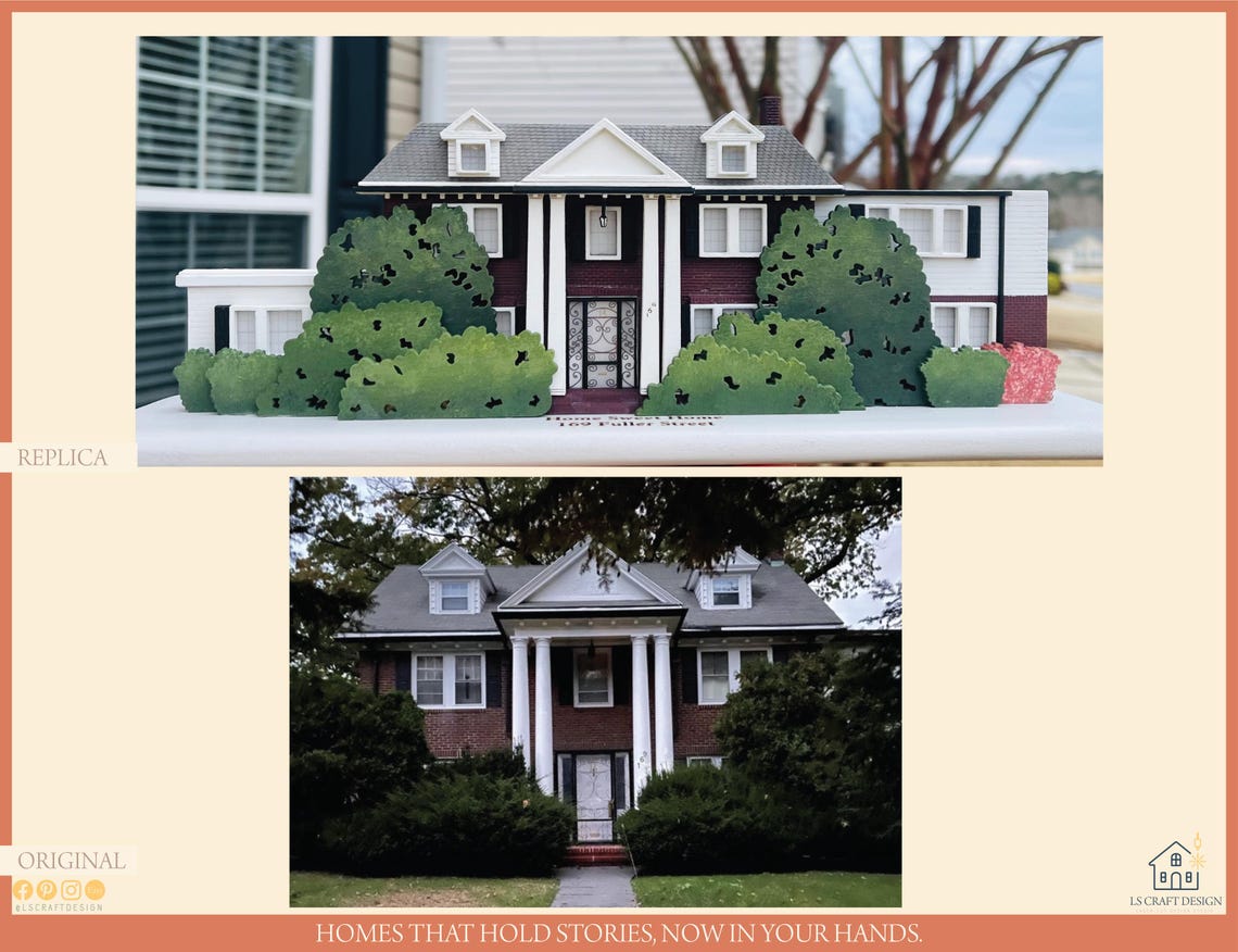 Custom Made House On Wooden Stand, Portrait House, Wooden House, House Miniature, House Replica, Wooden Details, Christmas gifts - image 6