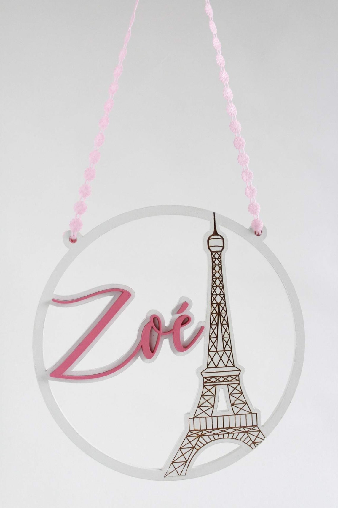 Custom MDF Wood Name Sign, Round Nursery Decor, Laser Cut Photo Prop - image 3