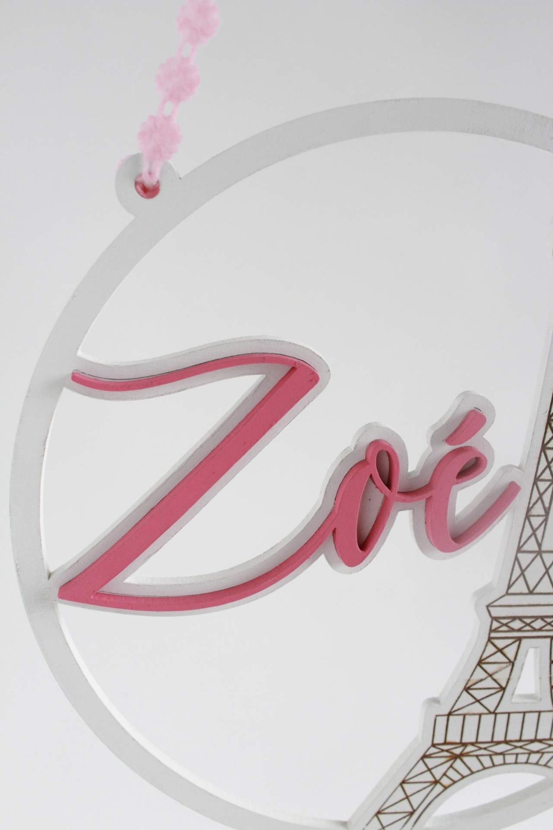Custom MDF Wood Name Sign, Round Nursery Decor, Laser Cut Photo Prop - image 4