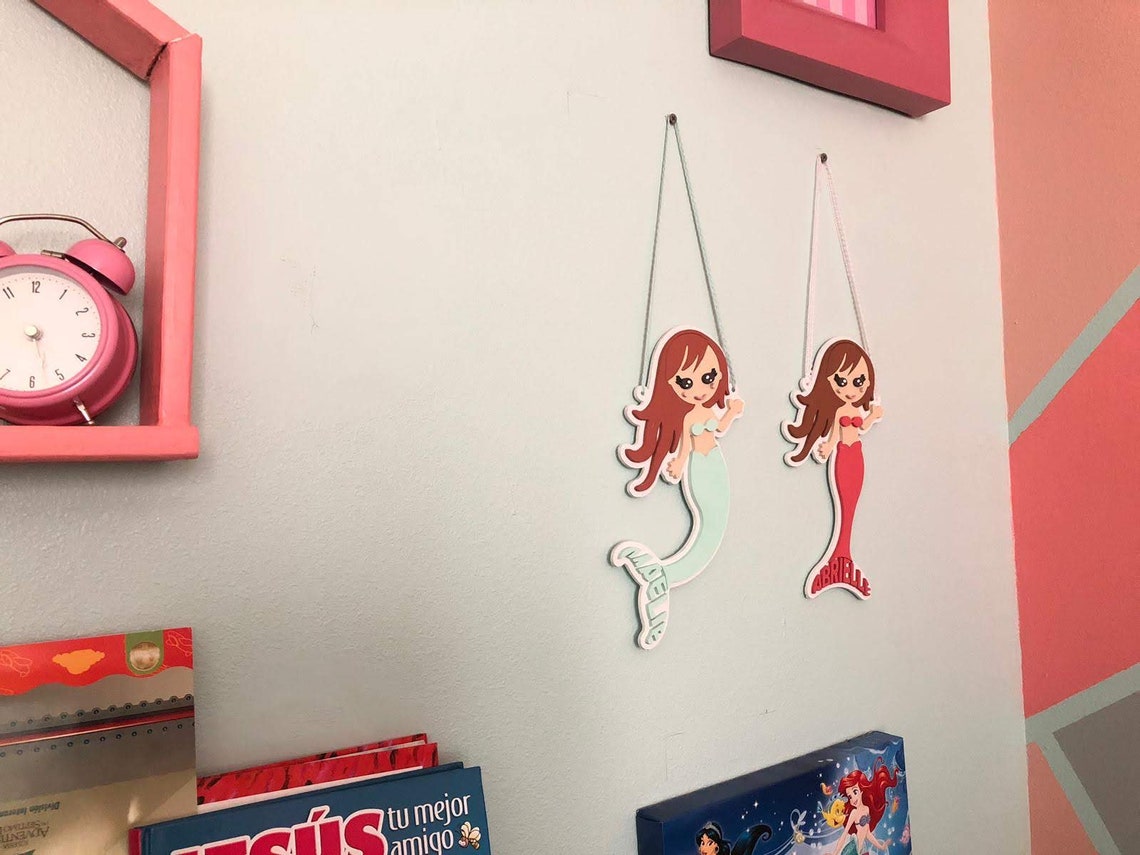 Custom Mermaid Name Sign, Laser Cut Wood, Nursery Decor - image 3