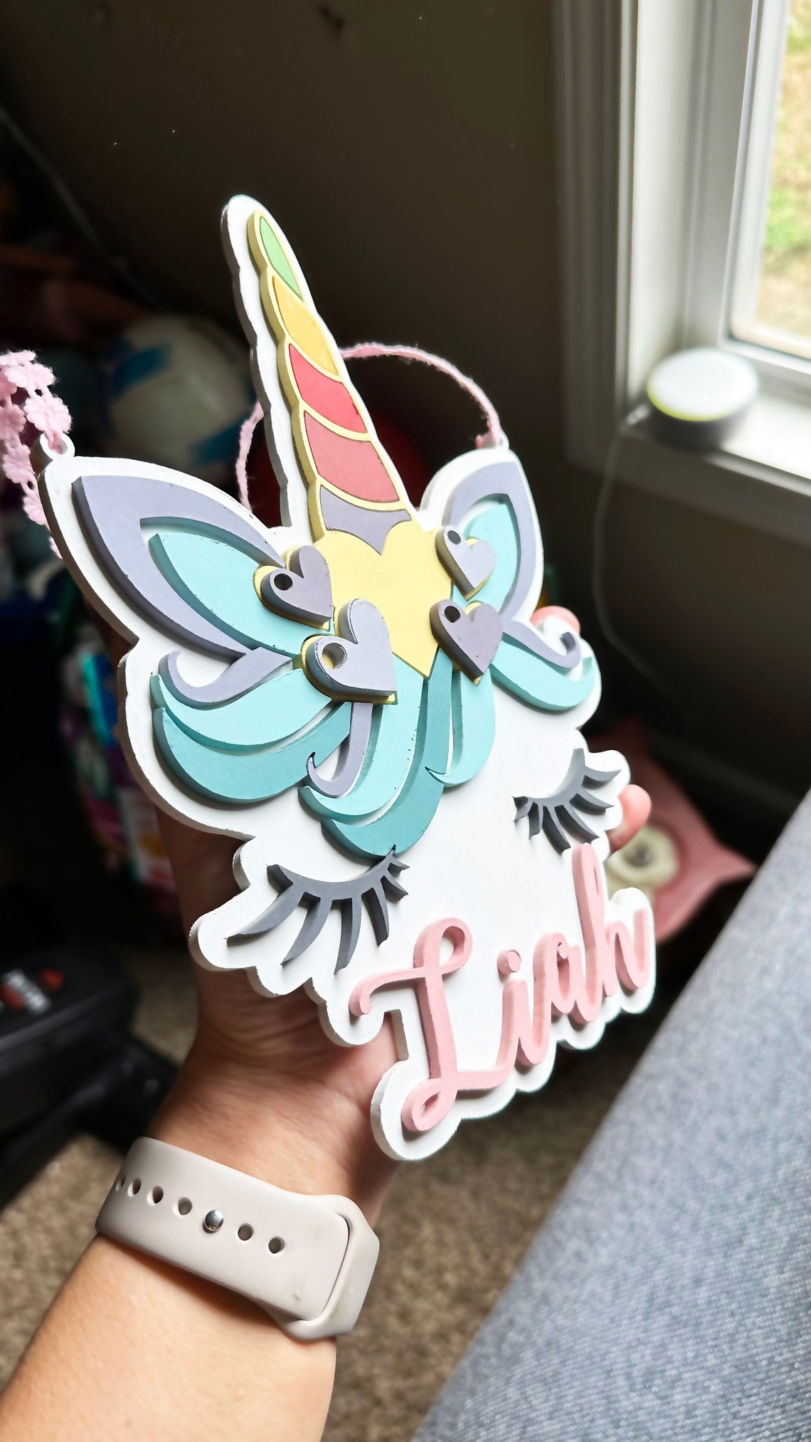 Custom Unicorn Name Sign, Laser Cut Wood, Nursery Decor - image 5