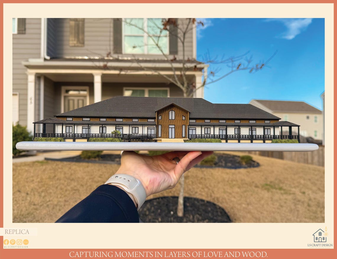 Custom Wooden Home Miniature, Architecture Replica, Property Portrait - image 5