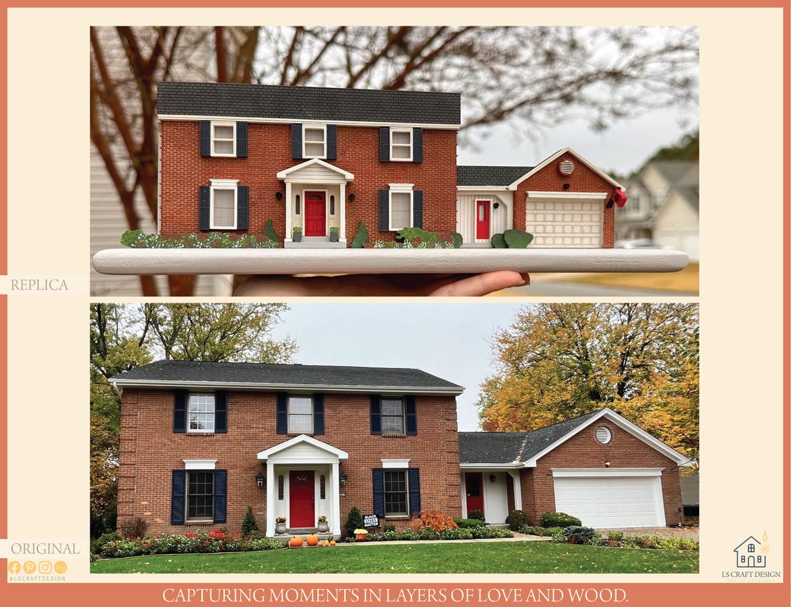 Custom Wooden House Replica, Personalized Housewarming Gift - image 4
