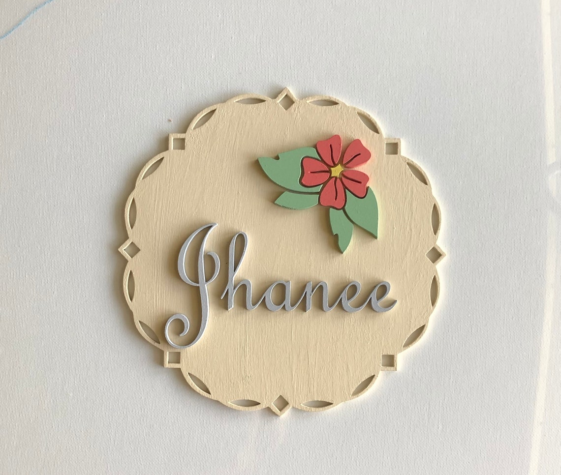Custom Wooden Name Sign, Floral Nursery Decor, Maternity Photo Prop - image 3