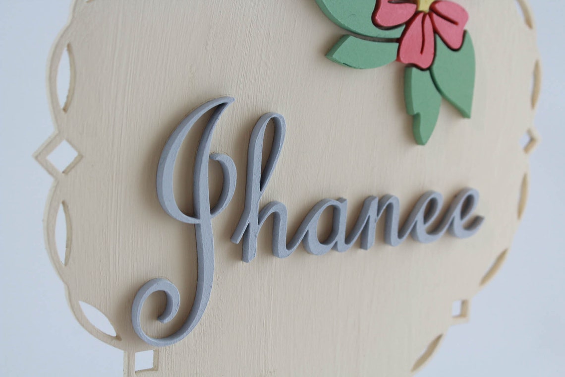 Custom Wooden Name Sign, Floral Nursery Decor, Maternity Photo Prop - image 4