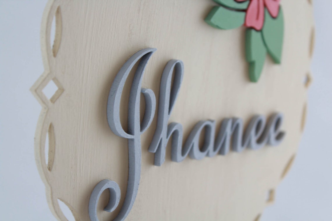 Custom Wooden Name Sign, Floral Nursery Decor, Maternity Photo Prop - image 5