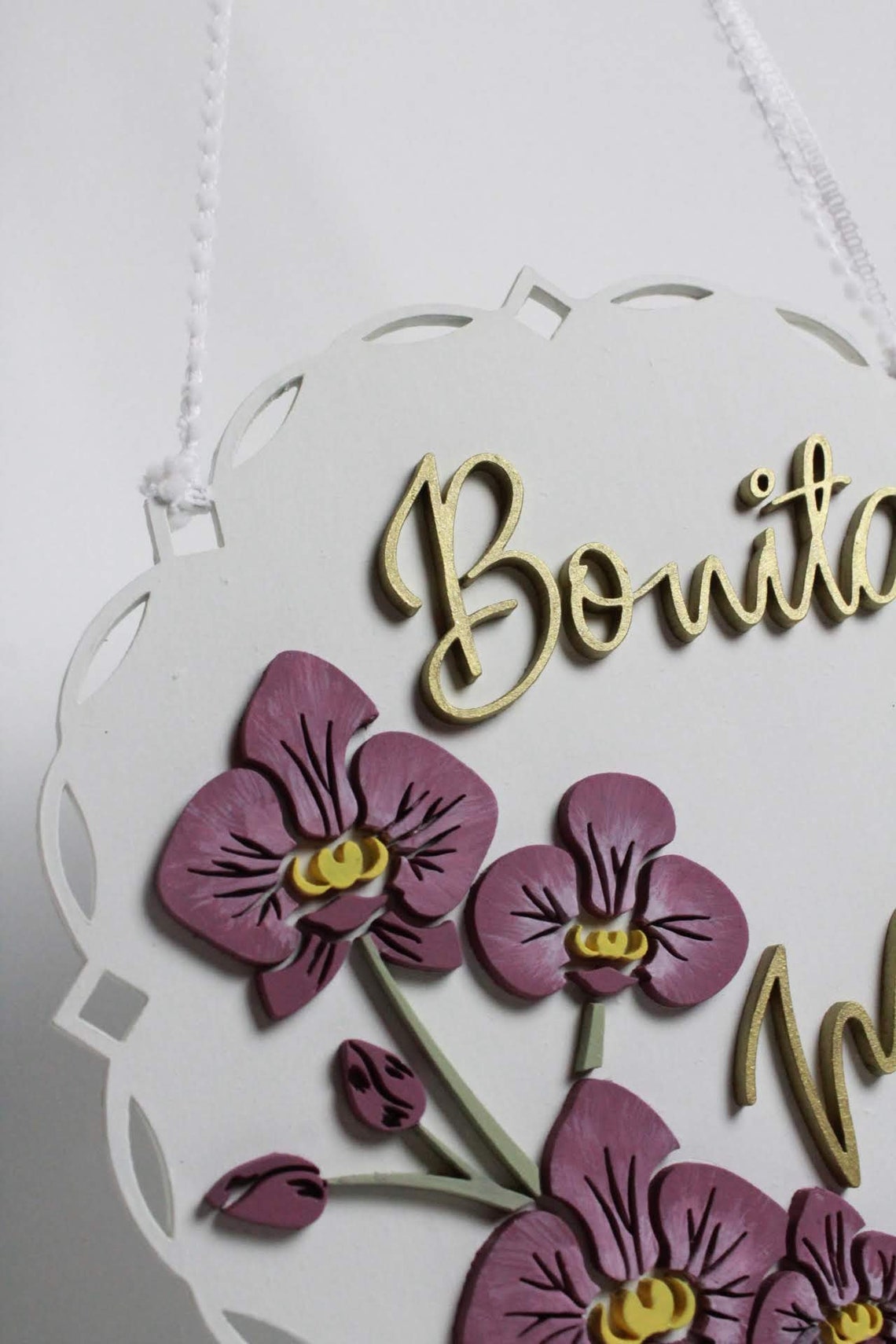 Custom Wooden Name Sign, Laser Cut Floral Nursery Decor - image 5