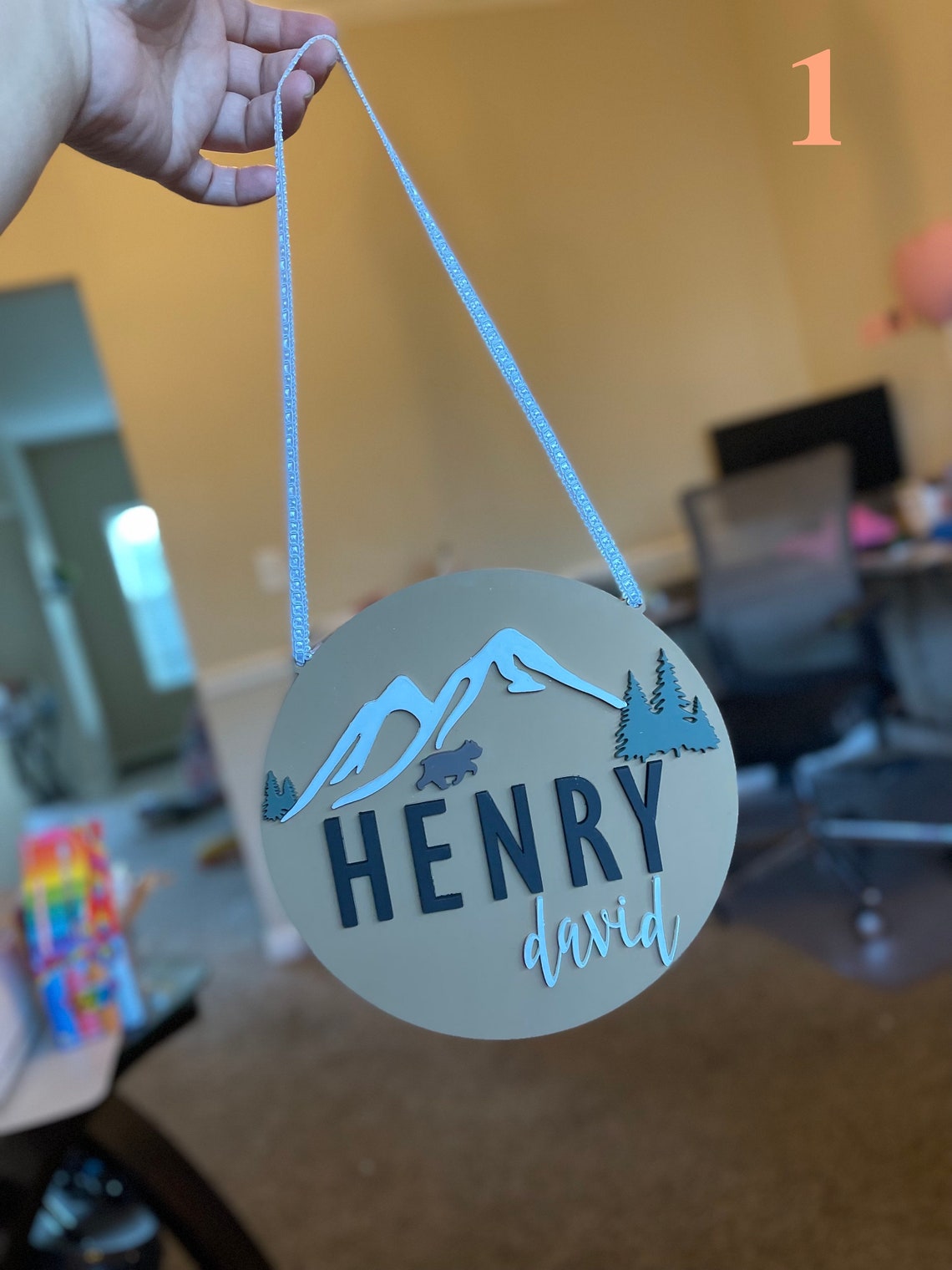 Custom Wooden Name Sign, Unicorn Nursery Decor, Laser Cut 3D Sign - image 3