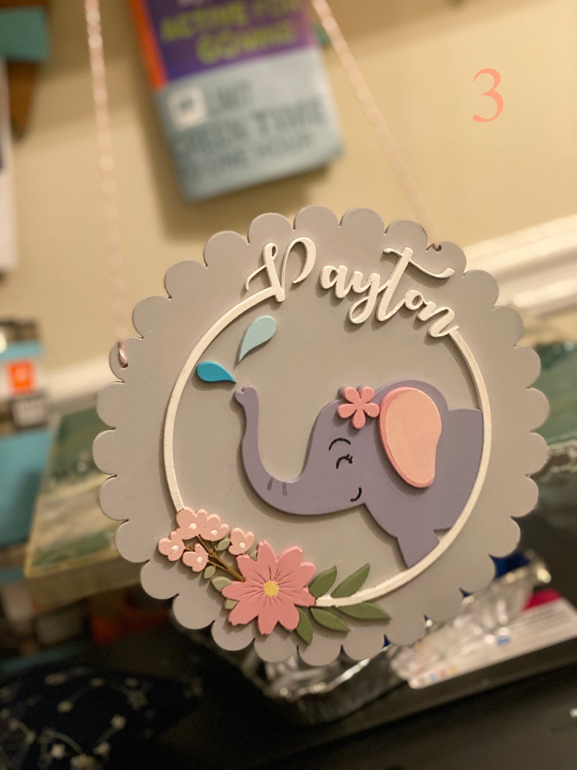 Custom Wooden Name Sign, Unicorn Nursery Decor, Laser Cut 3D Sign - image 5