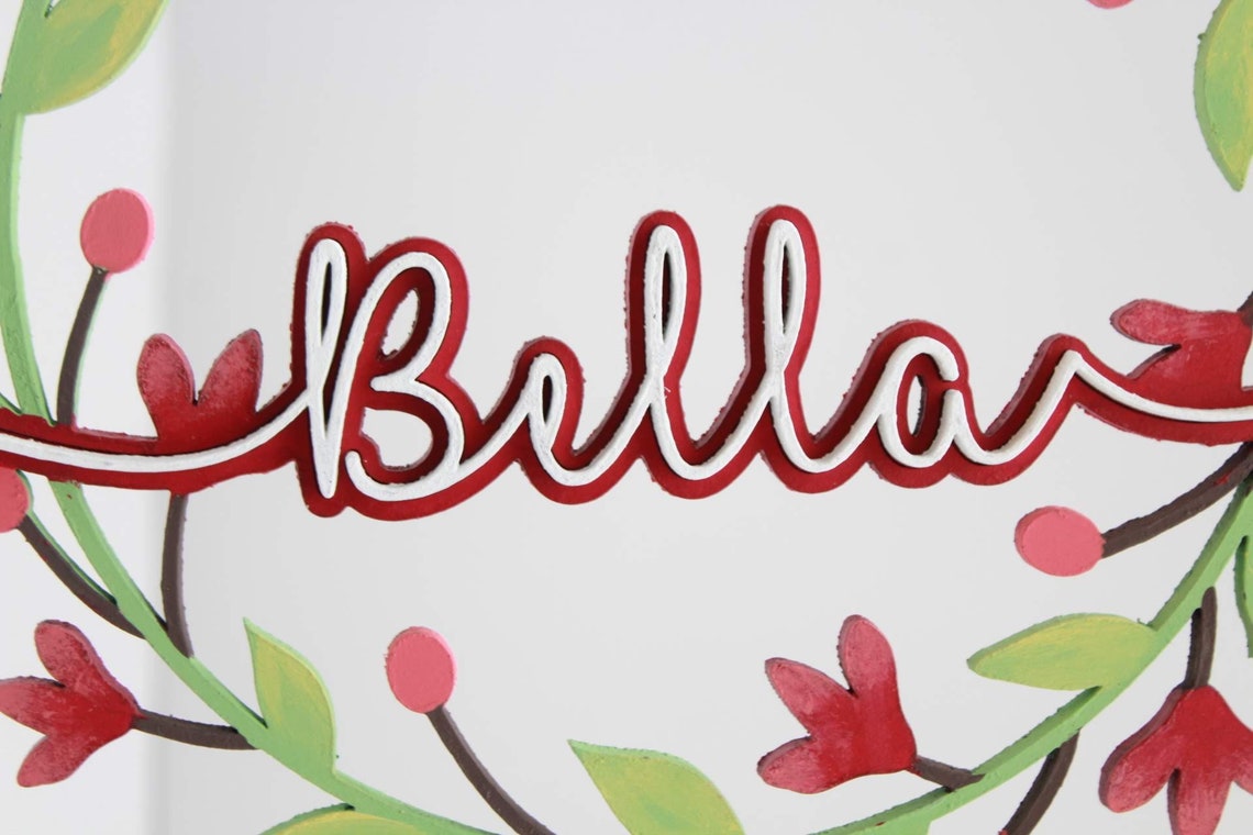 Flower Custom Wooden Name Sign, Laser Cut Nursery Decor - image 5