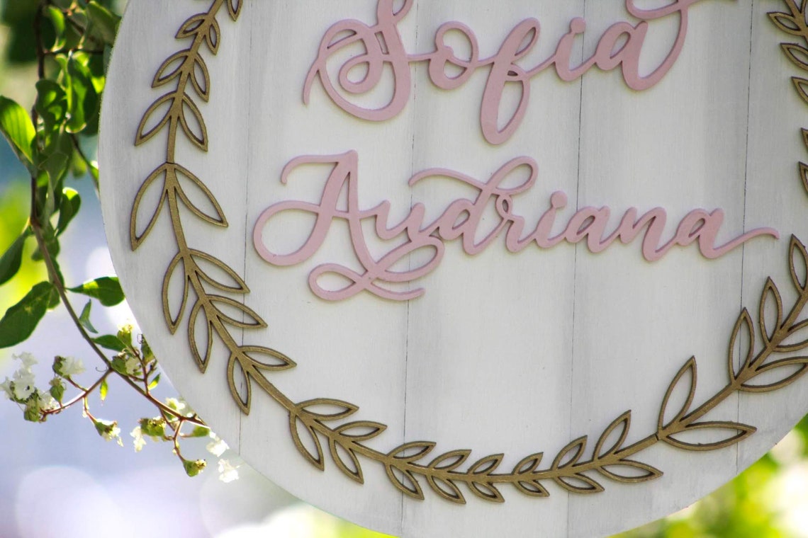 Flower Custom Wooden Name Sign, Laser Cut Nursery Decor, Photo Prop - image 3