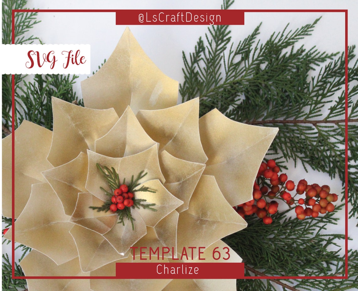 Giant Paper Poinsettia Flower SVG Template, Christmas Decor (Digital Download) - image 4