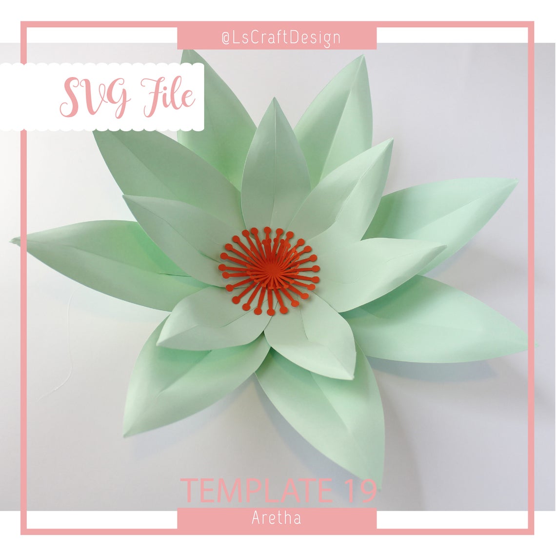 Giant Succulent Paper Flower Template, SVG, PDF, DIY Wedding Backdrop - image 3