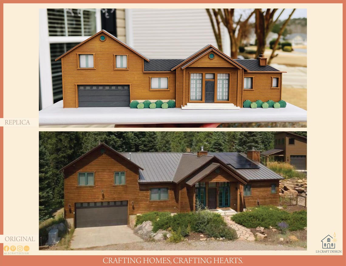 House Replica, Miniature House, Emotional Gift, Decorative Wooden House, Hand Painted Wooden House, Custom Made House, Christmas gifts - image 3