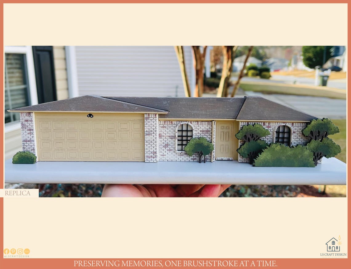 House Replica, Miniature House, Emotional Gift, Decorative Wooden House, Hand Painted Wooden House, Custom Made House, Christmas gifts - image 7