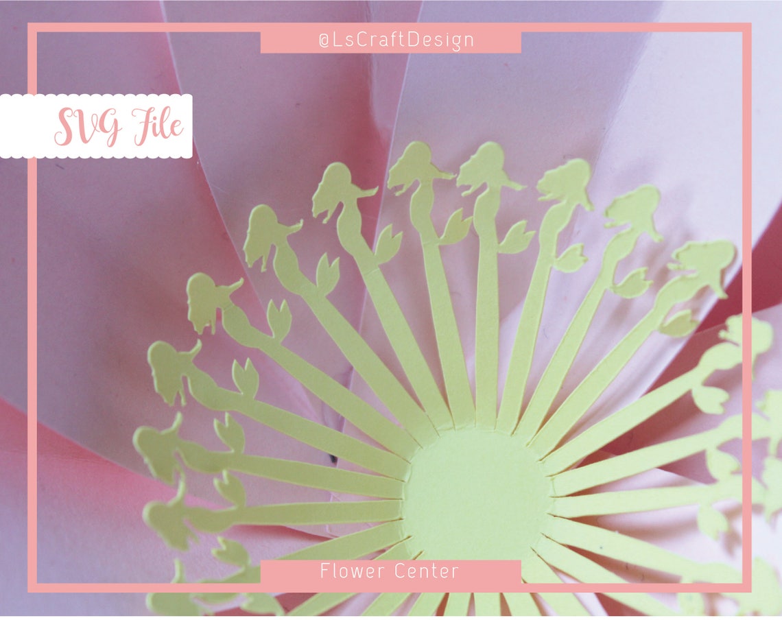 Mermaid Flower Center SVG Template, DIY Paper Flower (Digital Download) - image 3