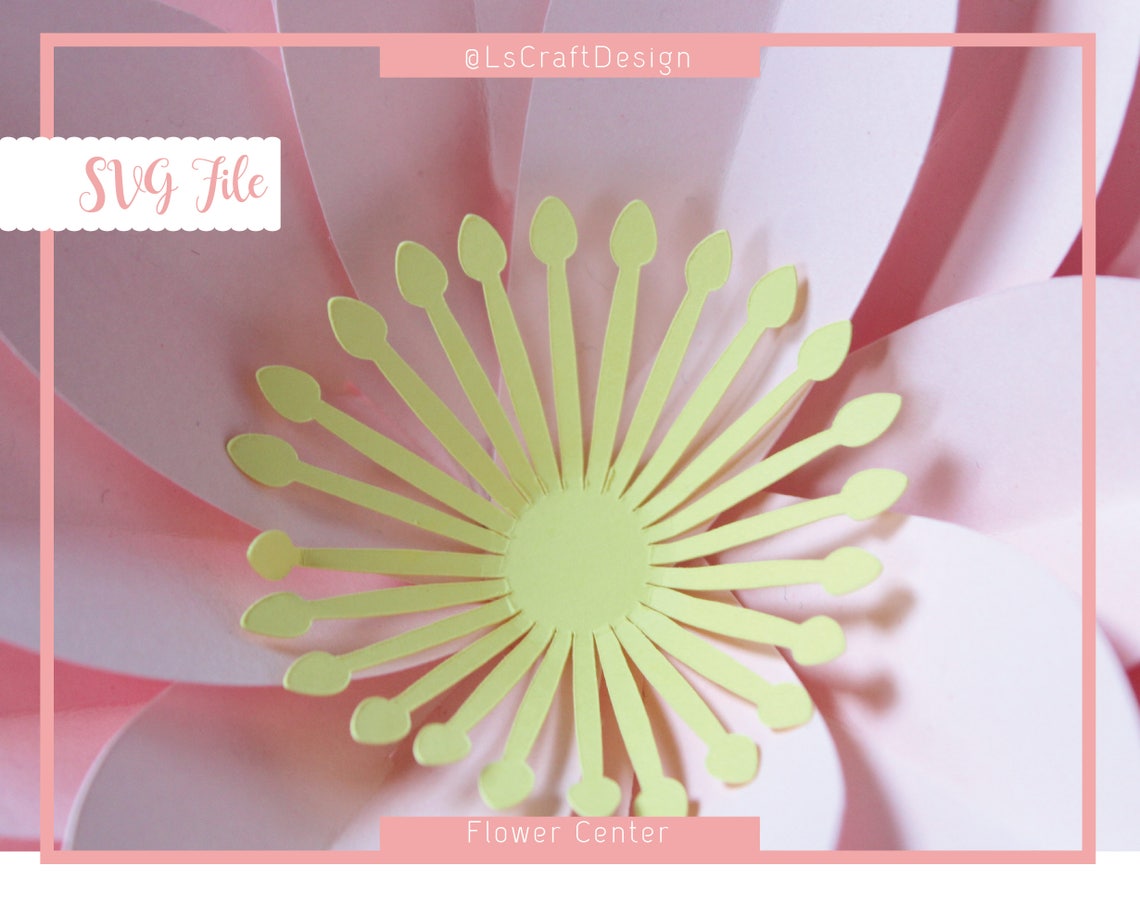 Paper Flower Center Template, Drop Silhouette (SVG) - image 3