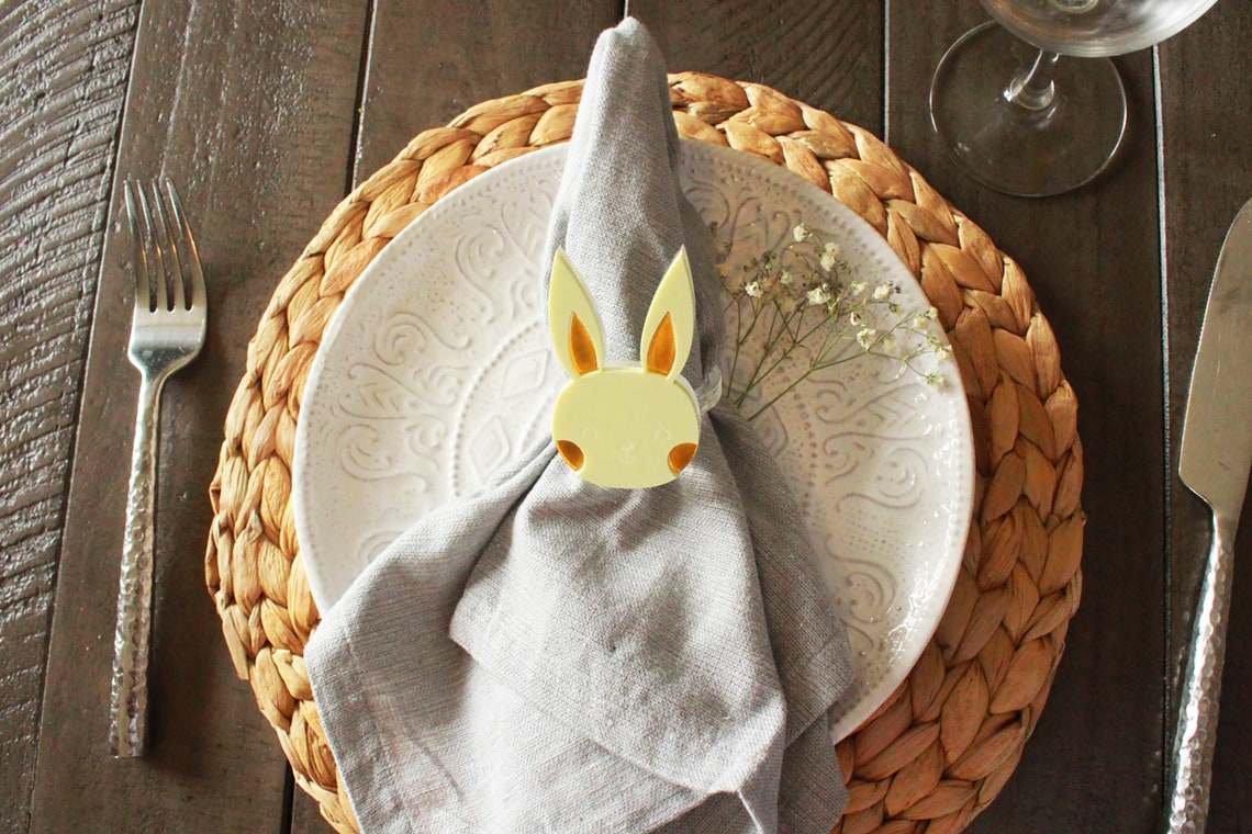 Pastel Easter Bunny Acrylic Napkin Rings, Table Decoration - image 7