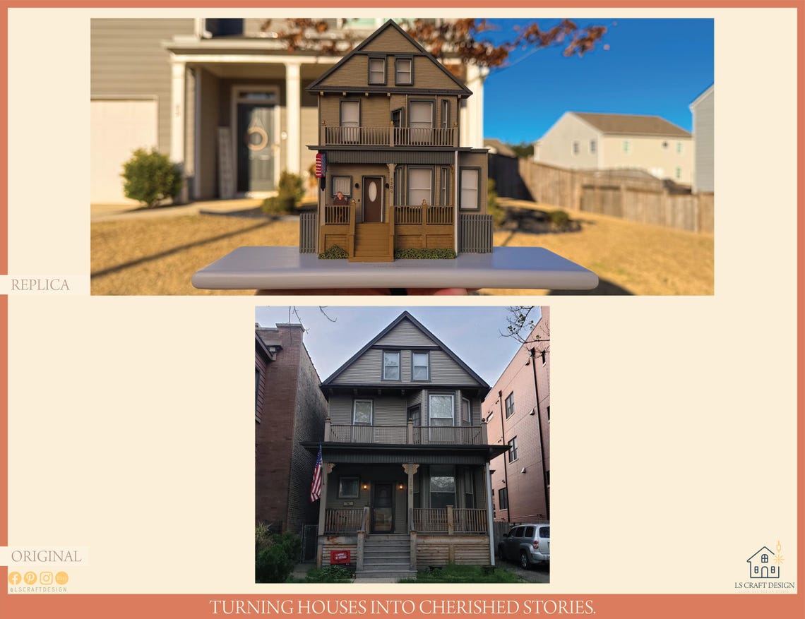 Personalized Wooden Home Replica, Miniature House Portrait, Custom House Gift - image 3
