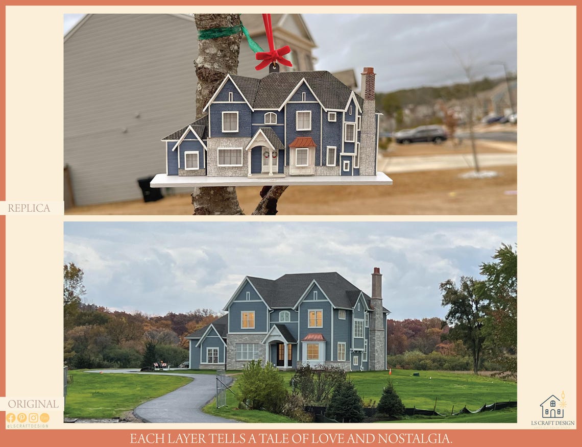 Personalized Wooden Home Replica, Miniature House Portrait, Custom House Gift - image 4