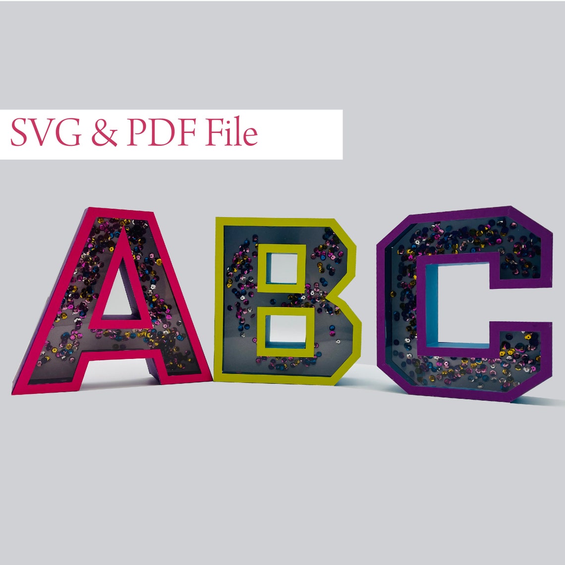 3D Alphabet Shaker Letters A-Z, SVG PDF Template, Laser Cut File - image 1