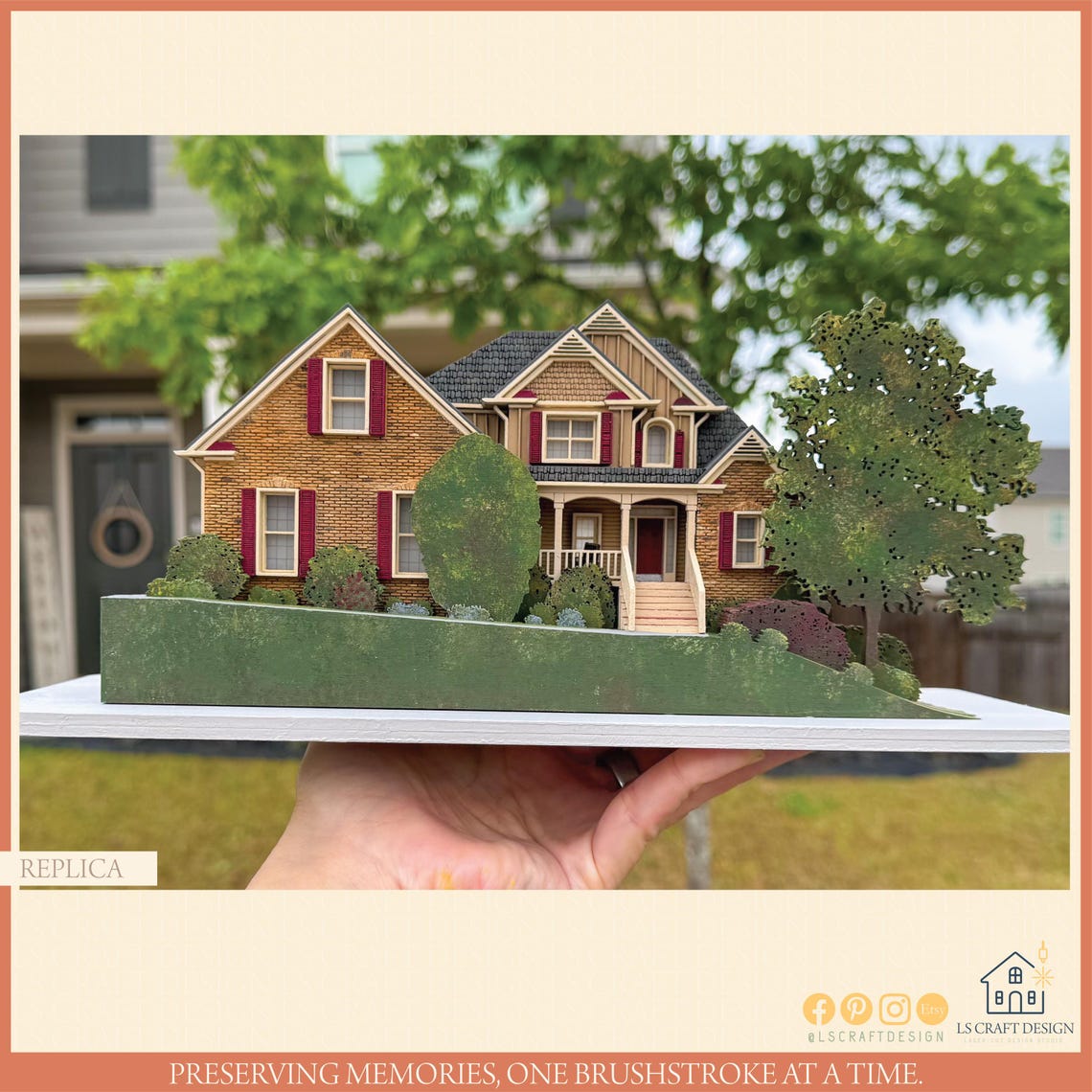 Bespoke Wooden House Sculpture, Custom Home Model, First Home Gift, Handpainted Miniature House, Personalized Miniature Home, Realtor Gift