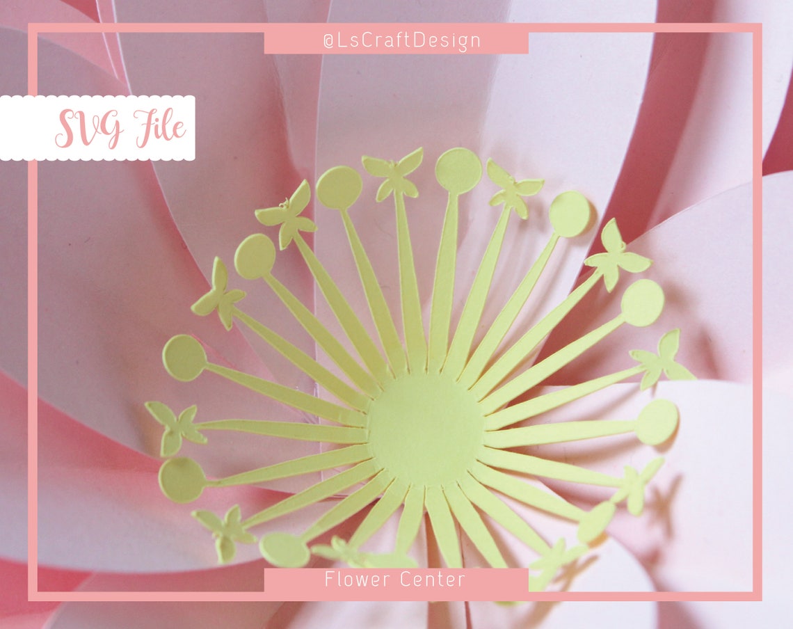 Butterfly Flower Center SVG Template, DIY Paper Flower (Digital Download) - image 1