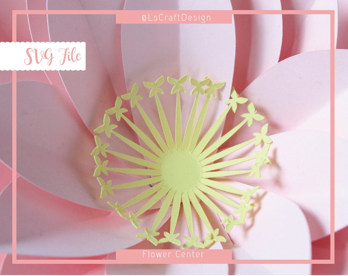 Butterfly Paper Flower Center Template, DIY SVG File - image 1