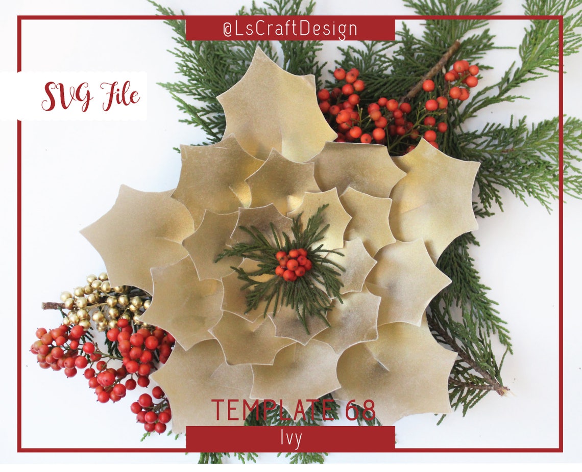 Christmas Poinsettia Paper Flower SVG Template (Digital Download) - image 1