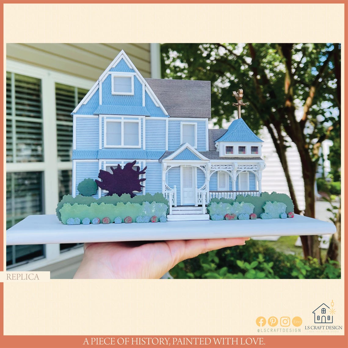 Custom First Home Portrait, 3D Wooden Miniature House Replica - image 1
