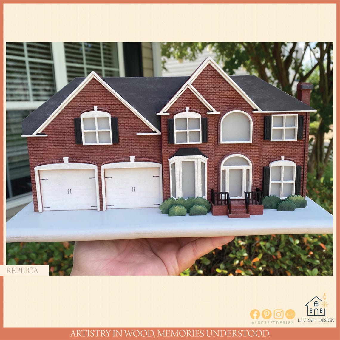 Custom Made House On Wooden Stand, Portrait House, Wooden House, House Miniature, House Replica, Wooden Details, Christmas gifts