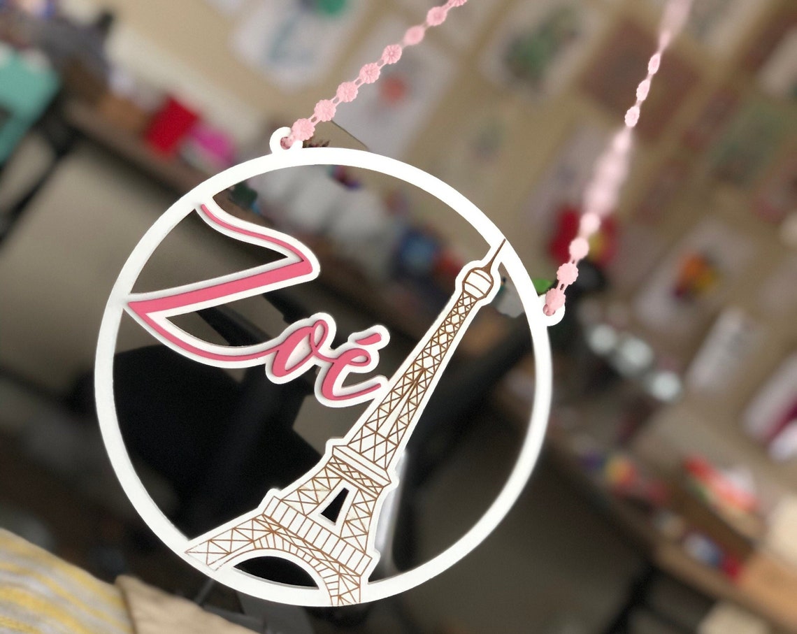 Custom MDF Wood Name Sign, Round Nursery Decor, Laser Cut Photo Prop - image 1