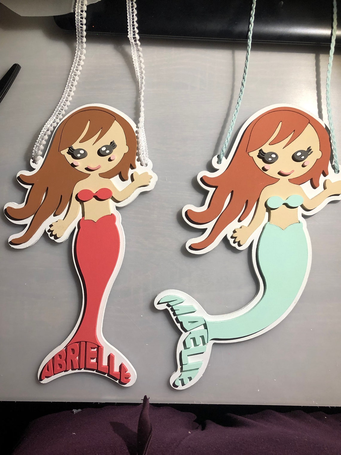 Custom Mermaid Name Sign, Laser Cut Wood, Nursery Decor - image 1