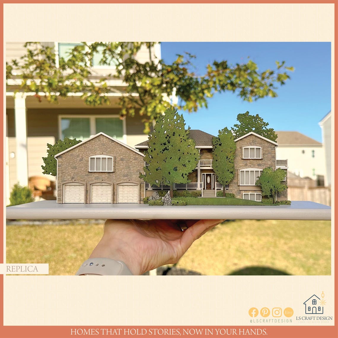 Custom Wooden Home Replica, Personalized Architecture Art - image 1