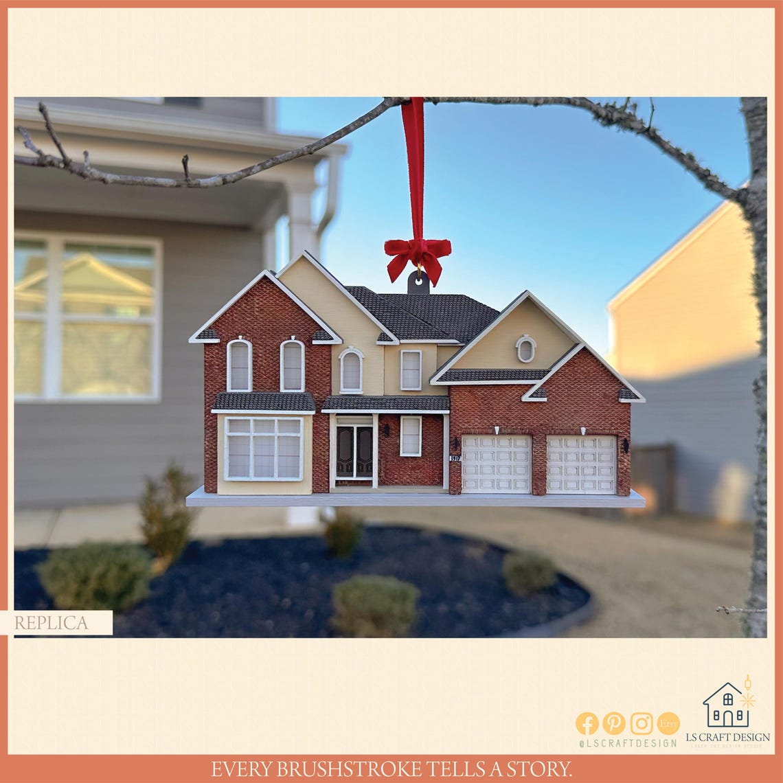 Custom Wooden House Replica, Personalized Housewarming Gift - image 1