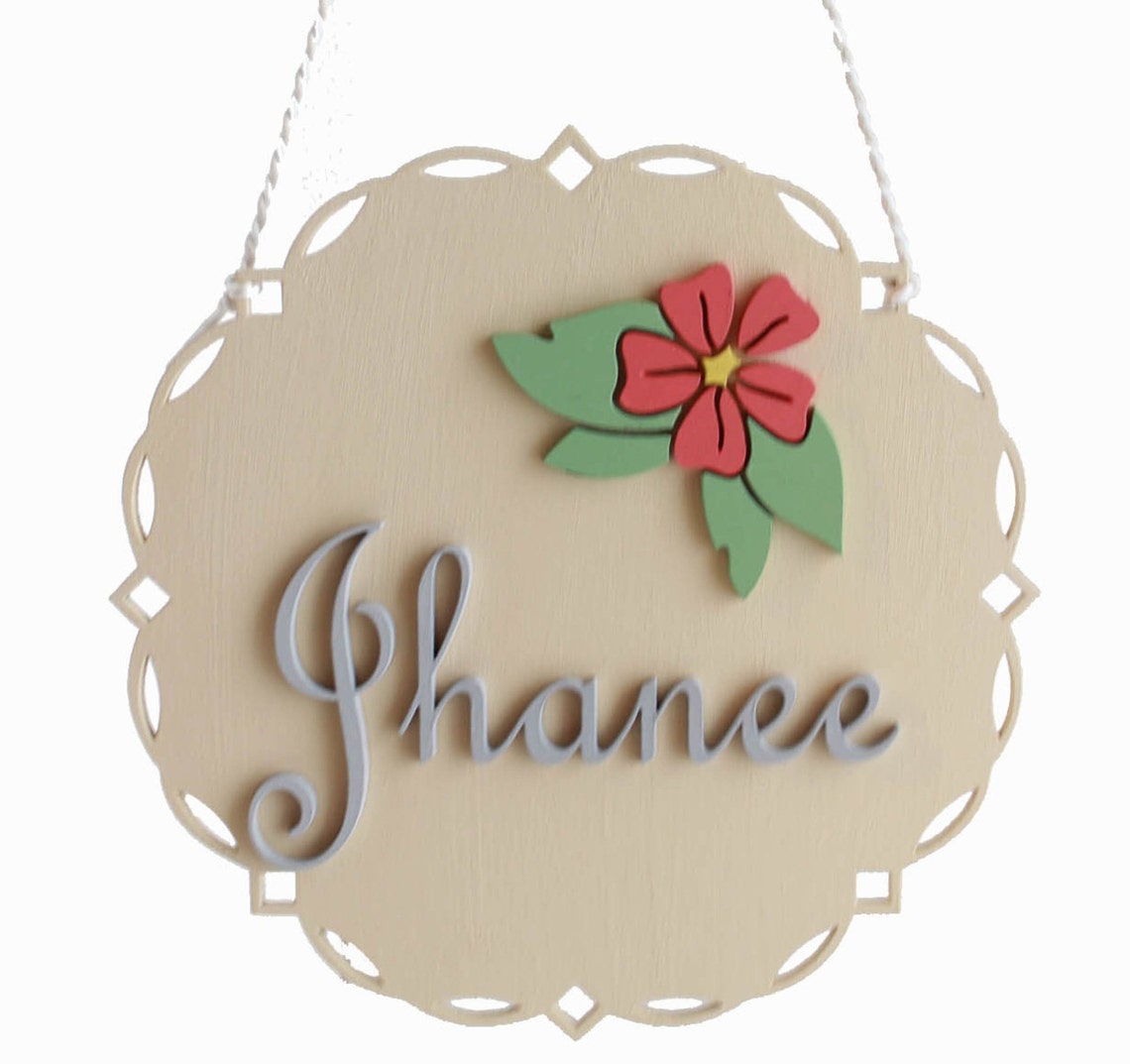 Custom Wooden Name Sign, Floral Nursery Decor, Maternity Photo Prop - image 1